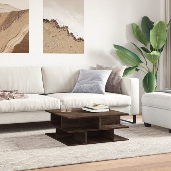 sofabord 70x70x29 cm konstrueret træ brun egetræsfarve