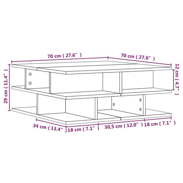 Soffbord sonoma-ek 70x70x29 cm konstruerat trä