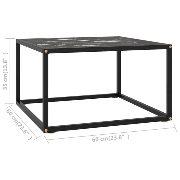 Soffbord svart med svart marmor glas 60x60x35 cm