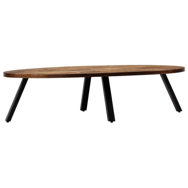 Soffbord massiv återvunnen teak oval 120x60x30 cm