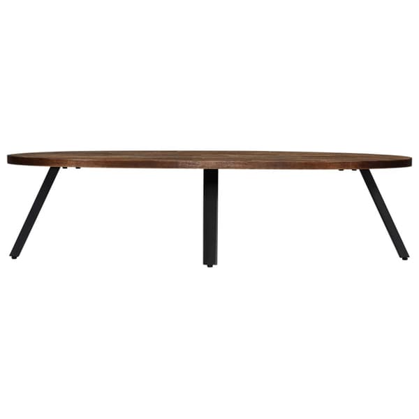 Soffbord massiv återvunnen teak oval 120x60x30 cm