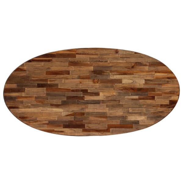 Soffbord massiv återvunnen teak oval 120x60x30 cm