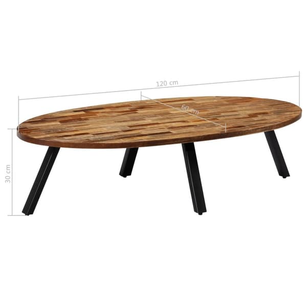 Soffbord massiv återvunnen teak oval 120x60x30 cm