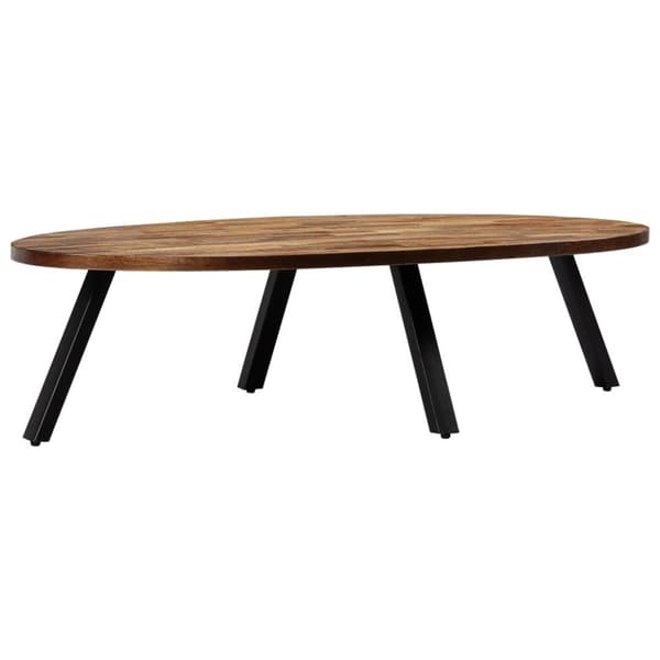 Soffbord massiv återvunnen teak oval 120x60x30 cm