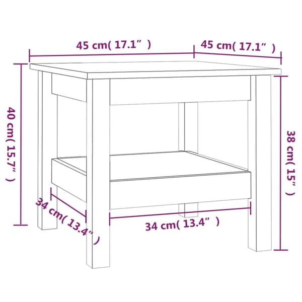 sofabord 45x45x40 cm massivt fyrretræ