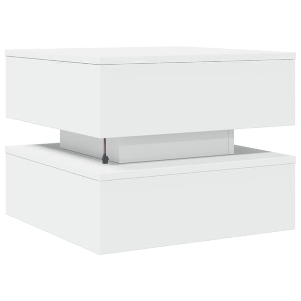 Soffbord med LED vit 50x50x40 cm