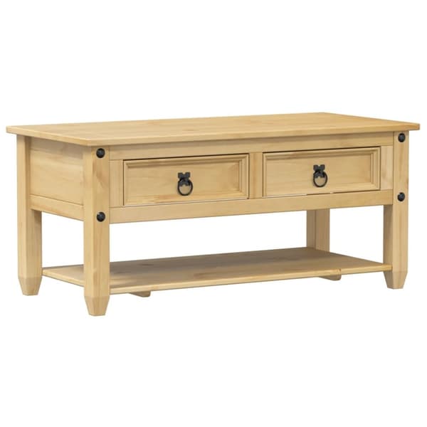 Soffbord med lådor Corona 100x48x45 cm massivt trä