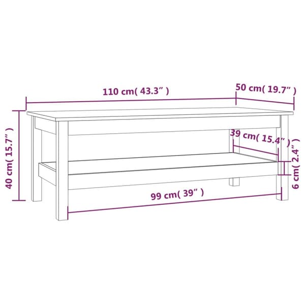 Soffbord 110x50x40 cm massiv furu