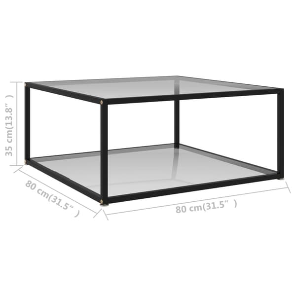 sofabord 80x80x35 cm hærdet glas transparent