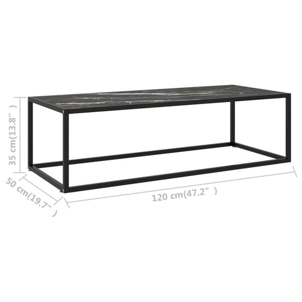 Soffbord svart med svart marmor glas 120x50x35 cm