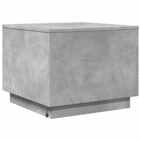 Sohvapöytä LED-valoilla betoninharmaa 50x50x40 cm