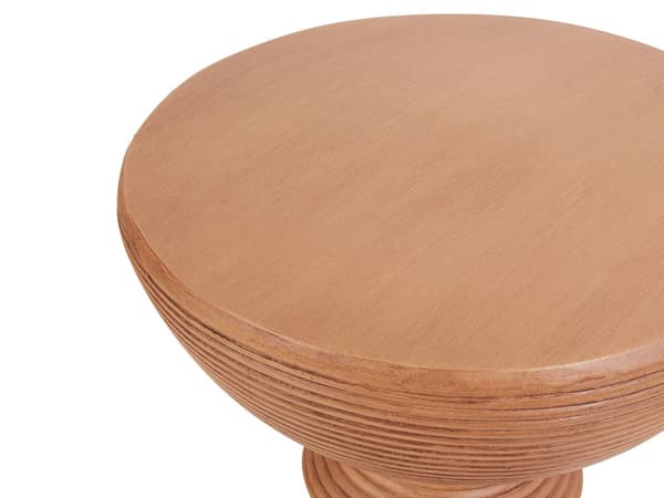 Sivupöytä vaalea puu magnesiumoksidi MgO ⌀ 40 x 53 cm käsintehty pyöreä uurrettu sisälle ulos rustiikkinen