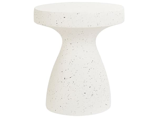Sivupöytä luonnonvalkoinen magnesiumoksidi MgO ⌀ 39 x 46 cm käsintehty terrazzo kuvio pyöreä moderni tyyli