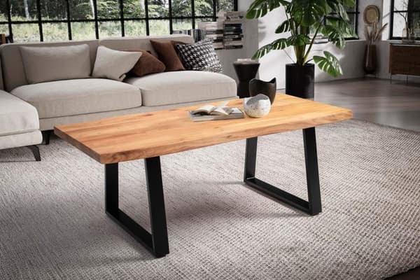 Rootz Sofabord - Stuebord - Sofabord - Massivt akacietræ - Håndlavet - Unikt trækantdesign - Justerbare højdeknapper - 120 cm x 60 cm x 46 cm