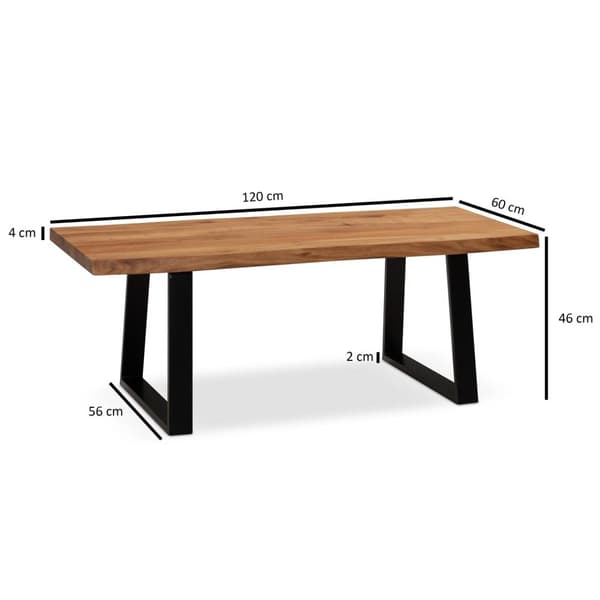 Rootz Sofabord - Stuebord - Sofabord - Massivt akacietræ - Håndlavet - Unikt trækantdesign - Justerbare højdeknapper - 120 cm x 60 cm x 46 cm