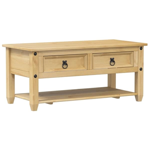 vidaXL sofabord med skuffer Corona 100x48x45 cm massivt fyrretræ