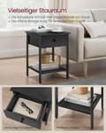 Miniatyrbillede 2 af 5: Rootz Ebony Black Sengebord - Natbord - Spånplade Stål - 40cm x 40cm x 55cm - Maks. 40 kg bæreevne - Skuffehylde - Nem montering