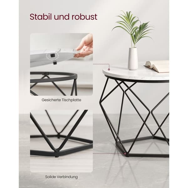 Rootz 2-osaiset sivupöydät - Valko-mustat lastulevyteräspöydät - Suuret pienet pöydät - Kevyt ja kestävä muotoilu - Helppo koota - 50 cm x 40 cm x 40