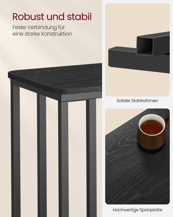 Rootz Ebony Black Sidebord - Endebord - Natbord - Spånplade Stålkonstruktion - Justerbare fødder - 35cm x 50cm x 56cm