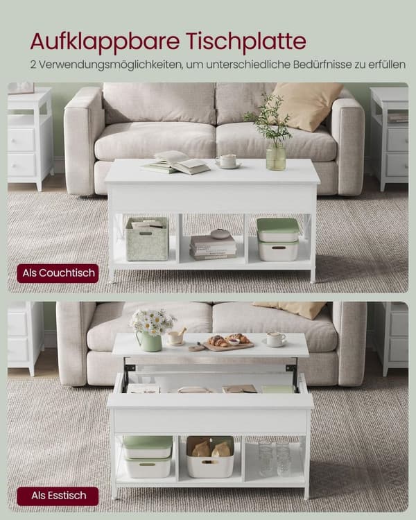 Rootz White Soffbord - Spånskiva Bord - Stålbord - Rymlig yta - Robust konstruktion - Enkel montering - 60cm x 100cm x 62cm