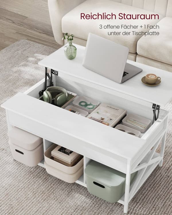 Rootz White Soffbord - Spånskiva Bord - Stålbord - Rymlig yta - Robust konstruktion - Enkel montering - 60cm x 100cm x 62cm