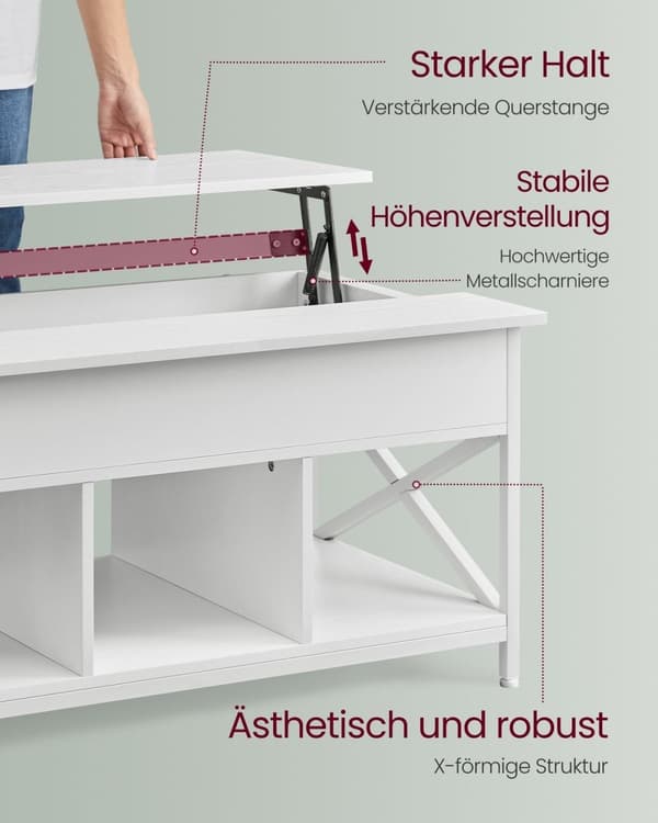Rootz White Soffbord - Spånskiva Bord - Stålbord - Rymlig yta - Robust konstruktion - Enkel montering - 60cm x 100cm x 62cm