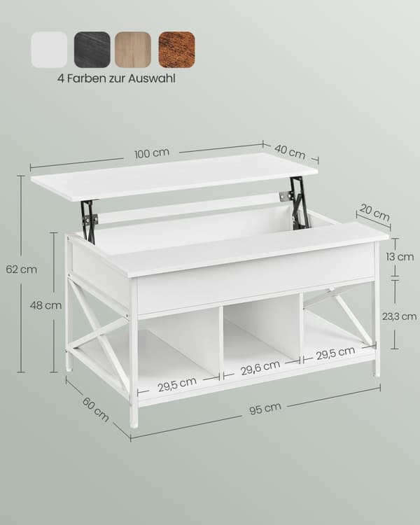 Rootz White Soffbord - Spånskiva Bord - Stålbord - Rymlig yta - Robust konstruktion - Enkel montering - 60cm x 100cm x 62cm
