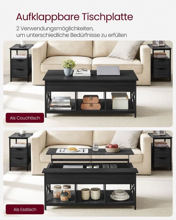 Rootz Antracit Grå-Sort Sofabord - Spånplade Stål - Stuebord - Moderne Bord - Robust konstruktion - 60cm x 120cm x 62cm
