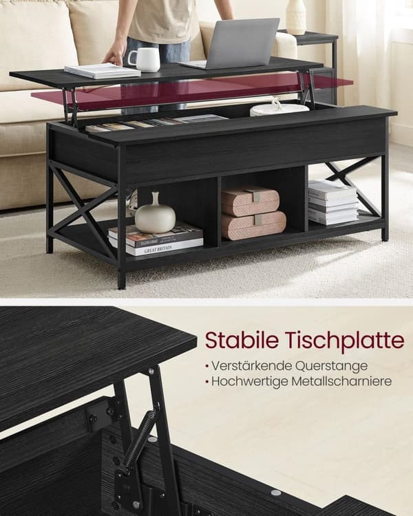 Rootz Antracit Grå-Sort Sofabord - Spånplade Stål - Stuebord - Moderne Bord - Robust konstruktion - 60cm x 120cm x 62cm