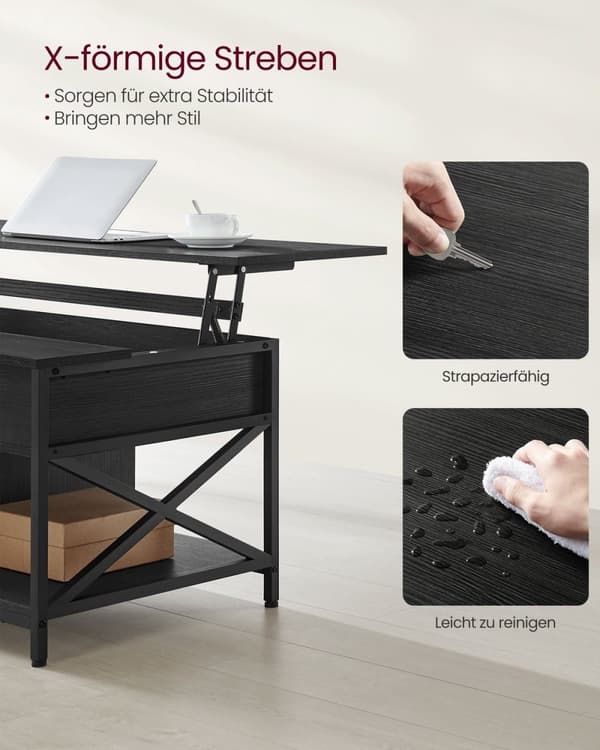Rootz Antracit Grå-Sort Sofabord - Spånplade Stål - Stuebord - Moderne Bord - Robust konstruktion - 60cm x 120cm x 62cm