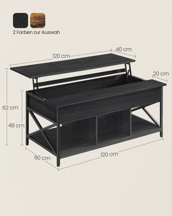 Rootz Antracit Grå-Sort Sofabord - Spånplade Stål - Stuebord - Moderne Bord - Robust konstruktion - 60cm x 120cm x 62cm