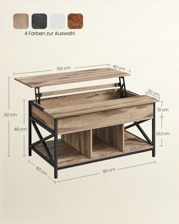 Rootz Soffbordsset - Sidobord - Vardagsrumsmöbler - Spånskiva Stål - 60cm x 100cm x 62cm - Camel Brun-Svart