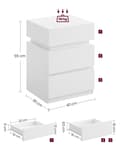 Miniatyrbillede 5 af 8: Rootz spånplade sidebord - Hvidt endebord - Sengebord - Natbord med 3 skuffer - 33,5 cm x 40 cm x 55 cm - Letvægts - Robust - Nem montering