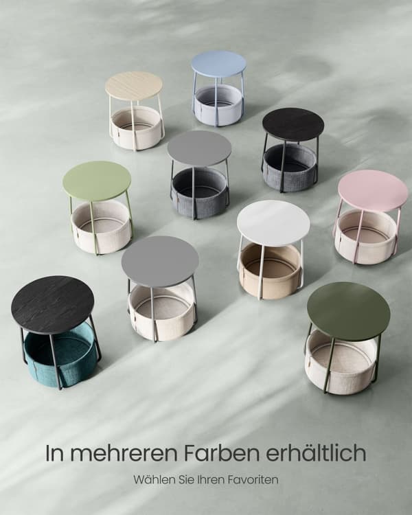 Rootz 3-delt sidebord - Stofkurv - Opbevaringsorganisator - Spånplade Stål Polyester - Laurel Green Creme White - 45cm x 50cm x 50cm - 39,6cm x 18,2cm