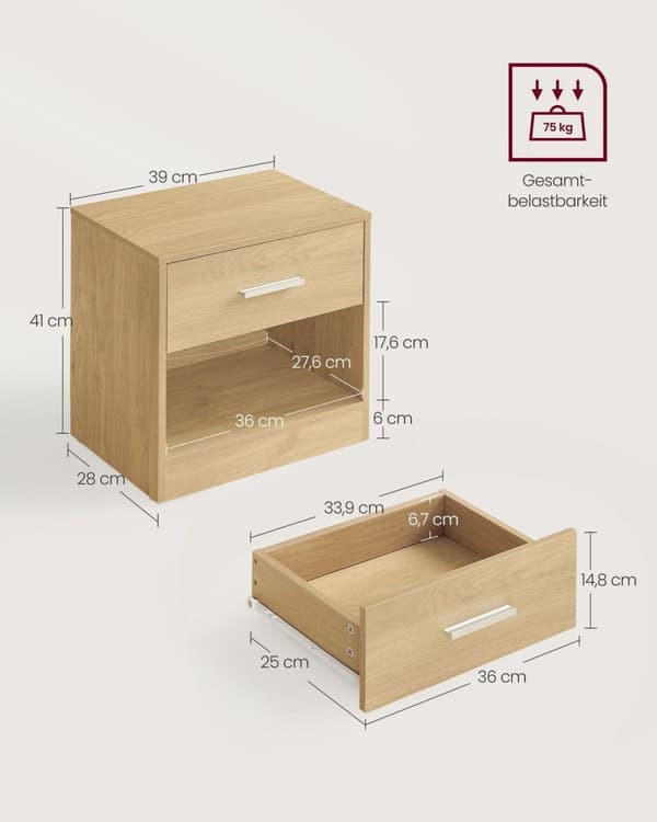 Rootz spånplade sidebord - Endebord - Natbord - Strågul - Letvægts - Robust - Nem montering - 28cm x 39cm x 41cm