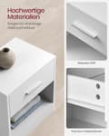 Miniatyrbillede 4 af 5: Rootz spånplade sidebord - Klassisk hvidt natbord - Sengebord - Robust konstruktion - Rigelig opbevaring - Nem montering - 28cm x 39cm x 41cm