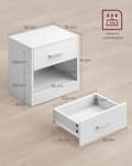 Miniatyrbillede 5 af 5: Rootz spånplade sidebord - Klassisk hvidt natbord - Sengebord - Robust konstruktion - Rigelig opbevaring - Nem montering - 28cm x 39cm x 41cm