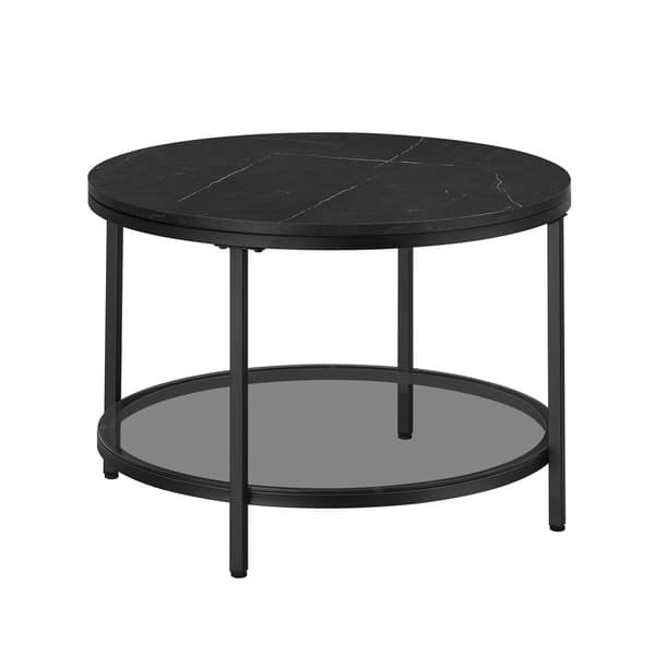 Rootz Soffbord - Vardagsrumsbord - Modernt bord - Spånskiva och härdat glas - Stålstomme - Justerbara fötter - 65cm x 46cm - 9,5kg - 30kg Kapacitet