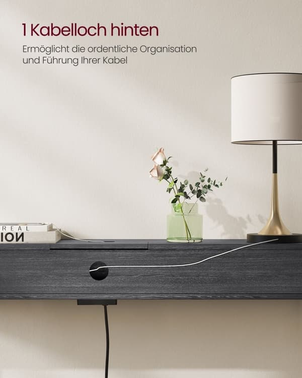 Rootz Modern Sidebord med Power Strip - Antracitgrå-blæk sort - Spånpladestål - 100 kg Kapacitet - 25 cm x 120 cm x 81,1 cm