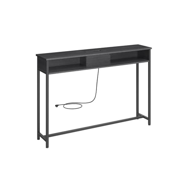 Rootz Modern Sidebord med Power Strip - Antracitgrå-blæk sort - Spånpladestål - 100 kg Kapacitet - 25 cm x 120 cm x 81,1 cm