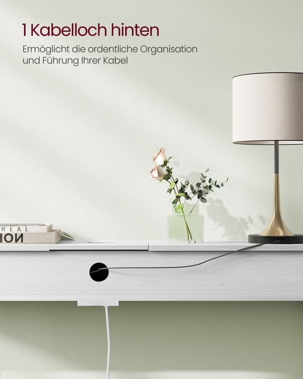 Rootz Snehvide spånpladestålsidebord - Endebord - Natbord - Power Strip - Letvægts - Robust - Nem montering - 25 cm x 120 cm x 81,1 cm