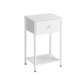 Miniatyrbillede 1 af 10: Rootz Hvidt sengebord - Natbord - Endebord - Spånplade stål ikke-vævet stof - 28cm x 38cm x 61cm - Letvægts - Robust - Nem montering