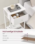 Miniatyrbillede 6 af 11: Rootz 2-delt sengeborde - Natbord - Endeborde - Spånplade stål ikke-vævet stof - 28cm x 38cm x 61cm - Hvid - Letvægts - Robust - Nem montering