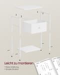 Miniatyrbillede 11 af 11: Rootz 2-delt sengeborde - Natbord - Endeborde - Spånplade stål ikke-vævet stof - 28cm x 38cm x 61cm - Hvid - Letvægts - Robust - Nem montering