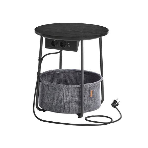 Rootz 3 stykke sæt sidebord - endebord - natbord - spånplade stål polyesterstof - ibenholt sort skifergrå - 45 cm x 50 cm - 39,6 cm x 18,2 cm - 4,4 kg