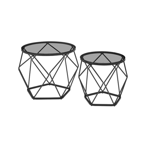 Rootz 2-delt sæt sideborde - Endeborde - Hærdet glasstål - Letvægts - Nem montering - Moderne design - 50 cm x 40 cm x 40 cm & 40 cm x 36 cm x 36 cm