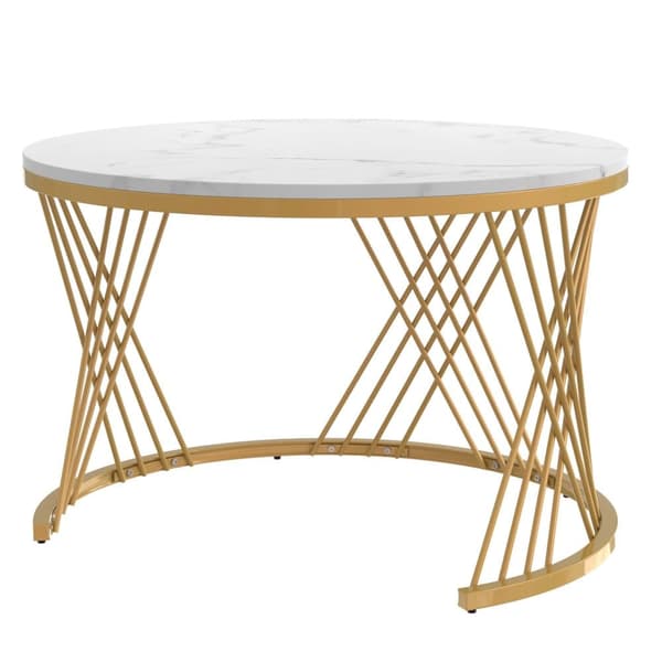 Ensemble de 2 tables basses gigognes - dessus effet marbre - Blanc