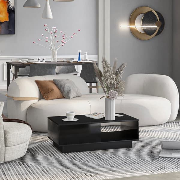 Sofabord med LED-belysning og skuffe - Moderne stil - sort