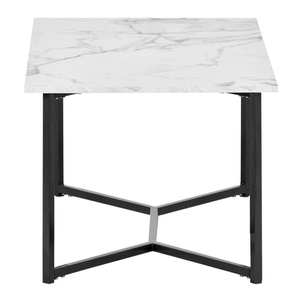 Soffbord - marmormönstrad faner - metallram - Vit