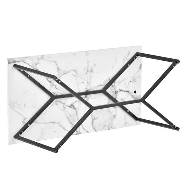 Soffbord - marmormönstrad faner - metallram - Vit
